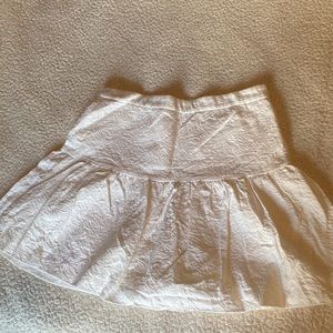 J. Crew White Floral Ruffle Skirt